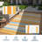 8'x10' FT Striped Blue Orange Yellow White Large Outdoor Rug, 320gsm PP Woven Waterproof UV Resistant Reversible Foldable Mat for Small Patio Balcony RV Picnic Camping