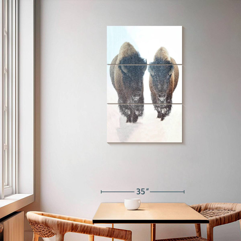 Brampt Bison In A Snow Storm, 57" H x 36" W