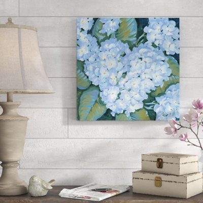 «Blue Hydrangeas II», peinture sur toile