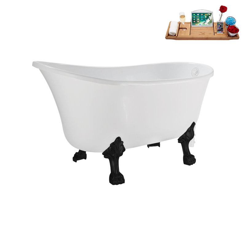 51.2'' x 25.6'' Soaking Acrylic Bathtub, Matte Black, Glossy White