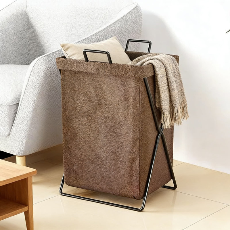 Brown,2Pcs,Foldable Laundry Hamper Basket With Handles, Collapsible Clothes Storage Organizer For Bathroom, Bedroom, And Home Use
