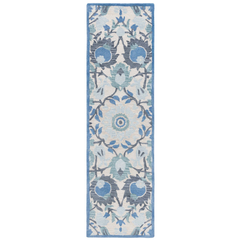 Tapis en laine touffeté à la main Antiquity, Tapis de couloir 2 pi 3 po x 8 pi
