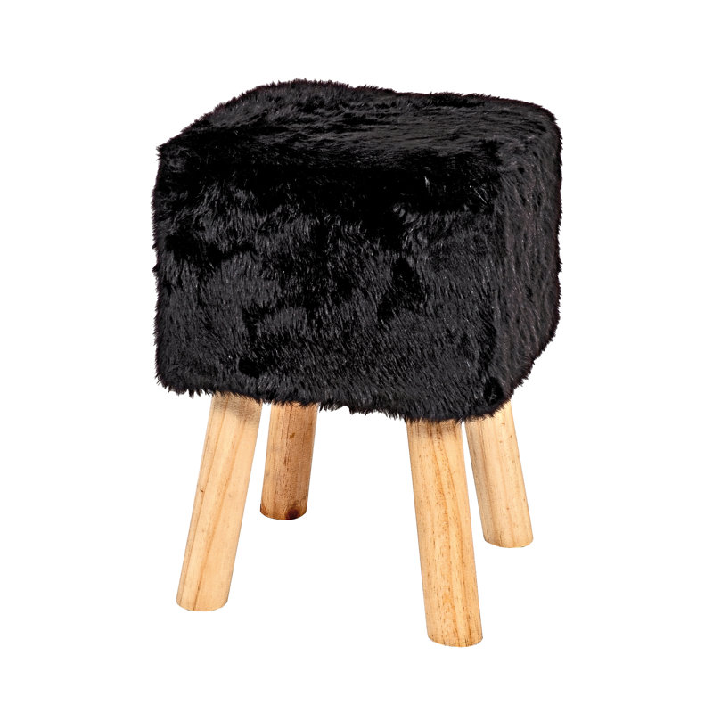 Cockrell Hill Solid Wood Accent Stool, Black