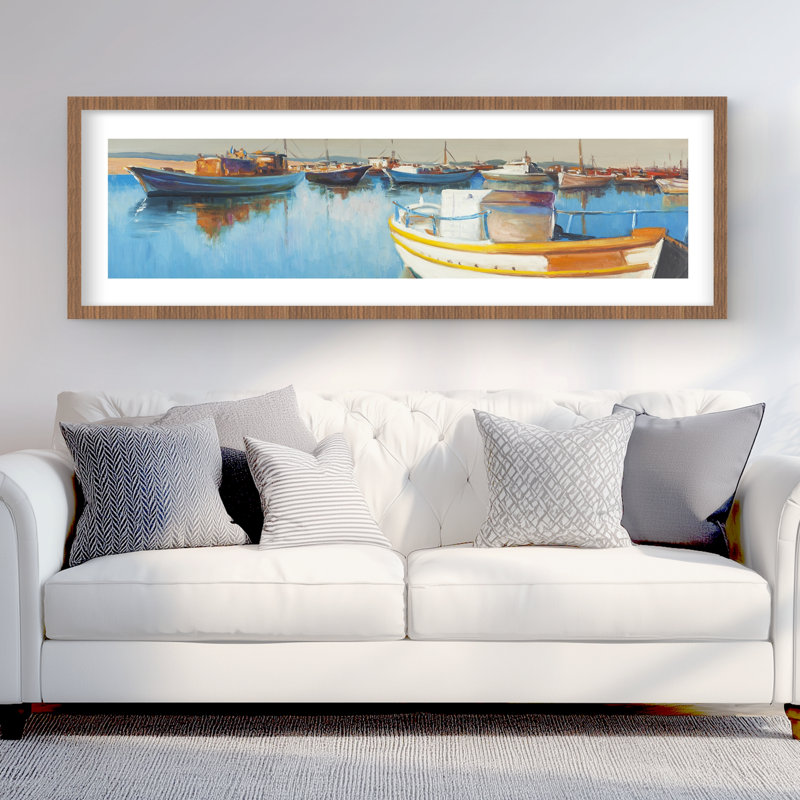 Pêche, bateaux à la marina - reproduction de chambre à coucher marine