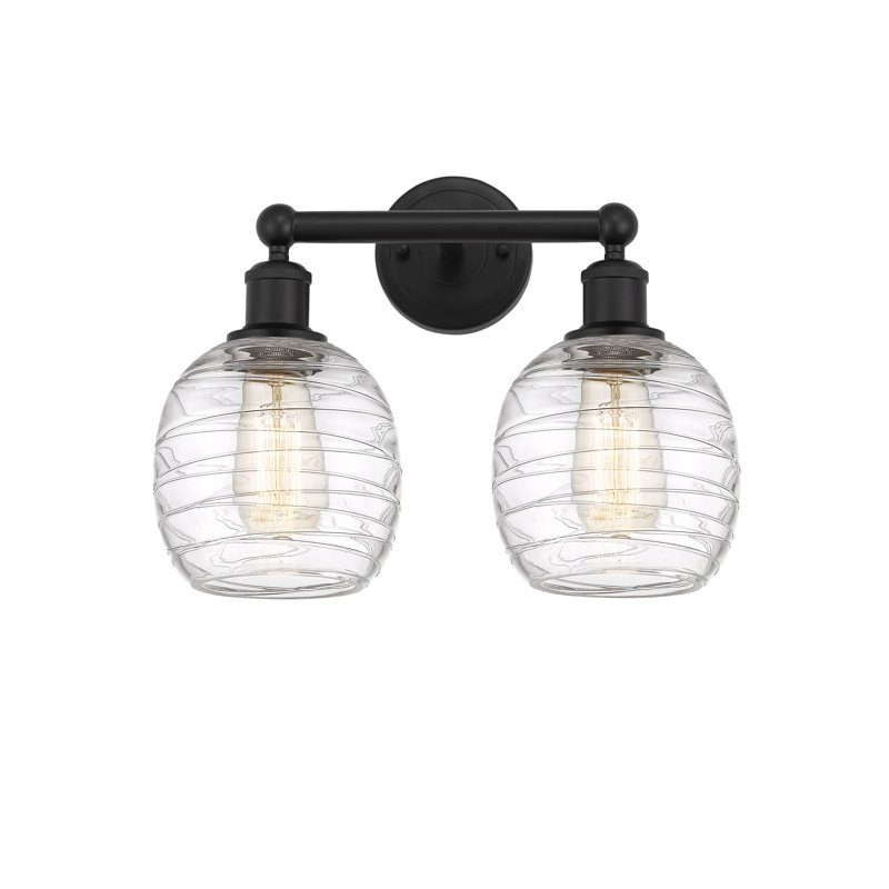 Éclairage pour meuble-lavabo à 2 lumières 15 pouces Carlucci, Noir mat, Déco tourbillon