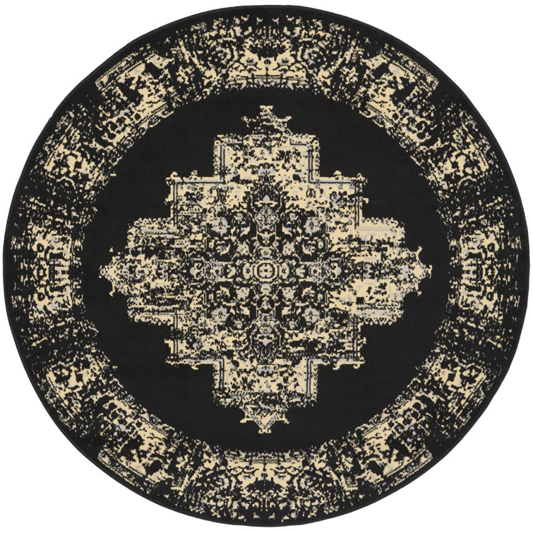 Burnie Oriental Black/Cream Area Rug