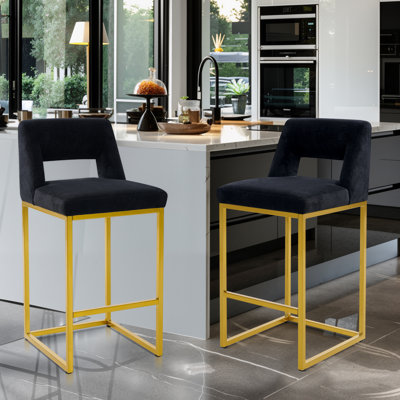 26" Upholstered Counter Barstool With Low Back And Metal Frame Modern Kitchen Island Seating