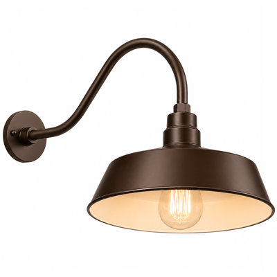 17 po Luminaire de grange à col-de-cygne de 22 po Long bras d'extension - Applique murale de style campagnard, rétro, style antique - Homologué UL - Ampoule DEL A19 9W 900lm (5000K)