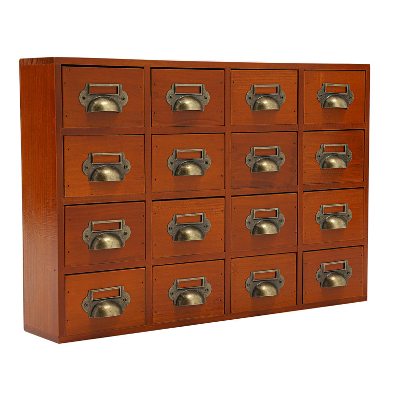 Wood Stackable Desk Organizer With 16 Drawers, Brown