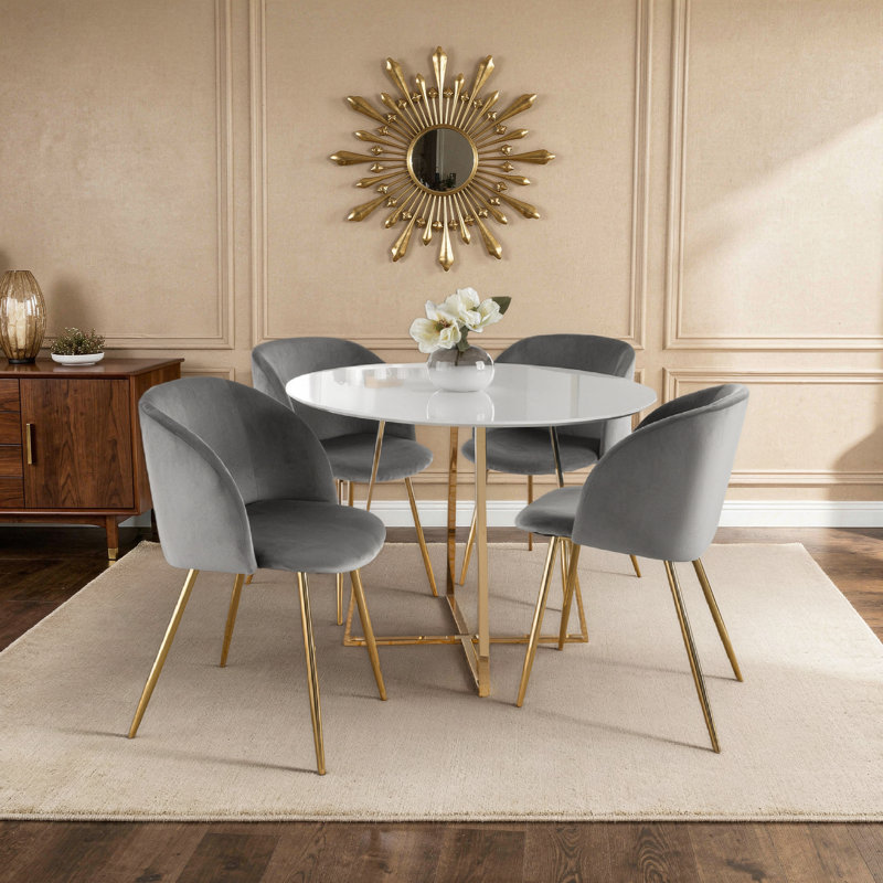 Chaise parsons rembourrée en velours Terrance, Argent, Or