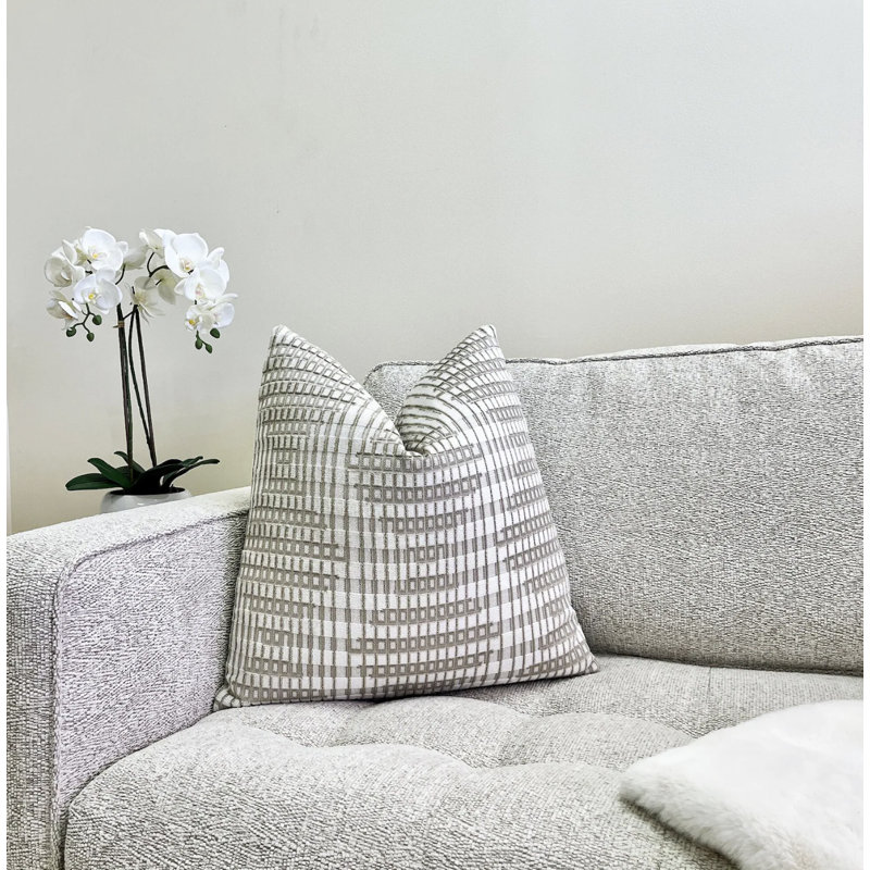 Housse de coussin géométrique en velours, Carré 20 po, Blanc
