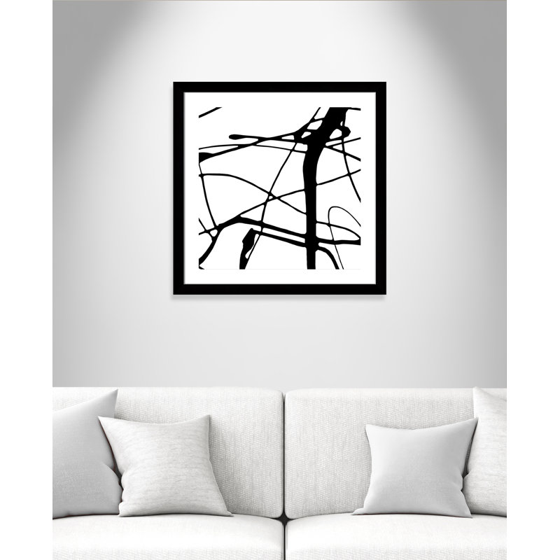 Intersection II - peinture encadrée, Encadrement avec passe-partout noir, H 29 po x l 29 po x P 1,25 po