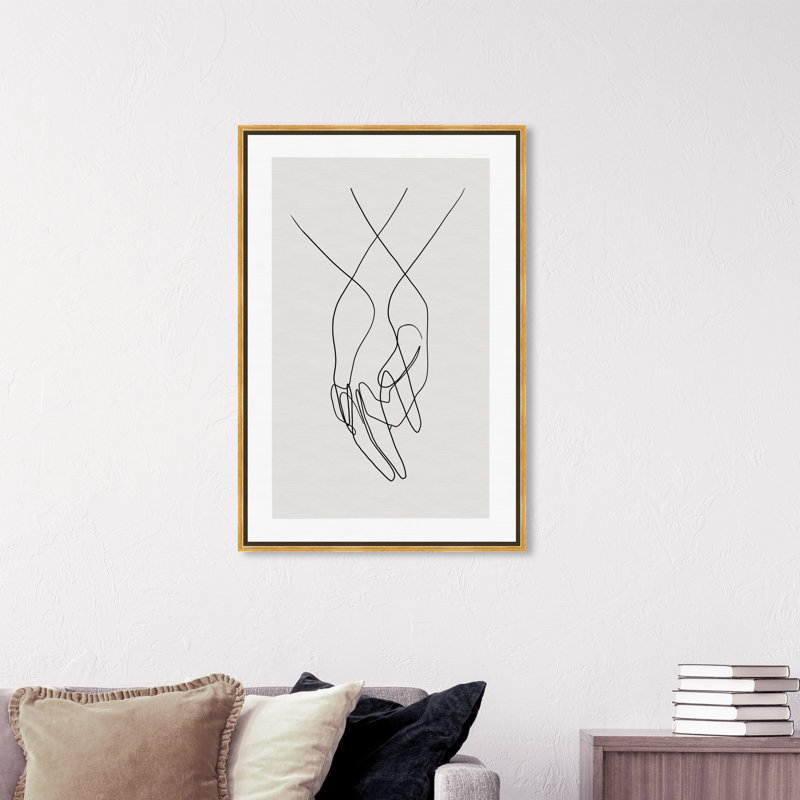 " Hands ", Picture Framed Canvas, 36" H x 24" W, Gold