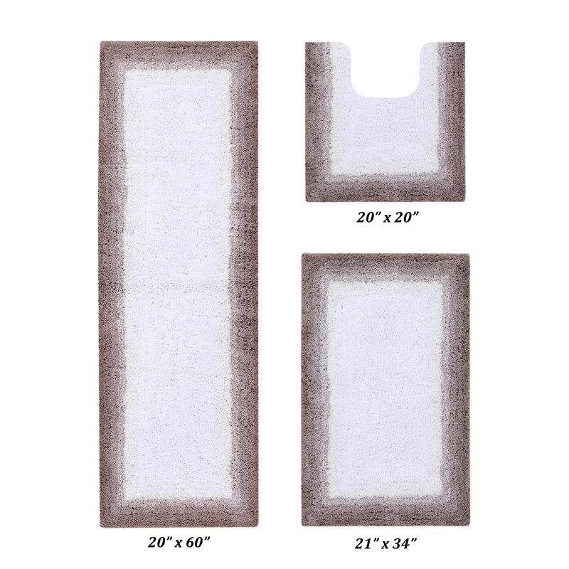 Ensemble de tapis pour salle de bain 100% coton 1615 GSM Benine, 3 PC (20 po x 20 po | 21 po x 34 po | 20 po x 60 p, Beige