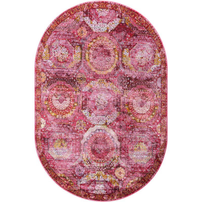 Mekeba Oriental Indoor Rug, Oval 5'5" x 8'