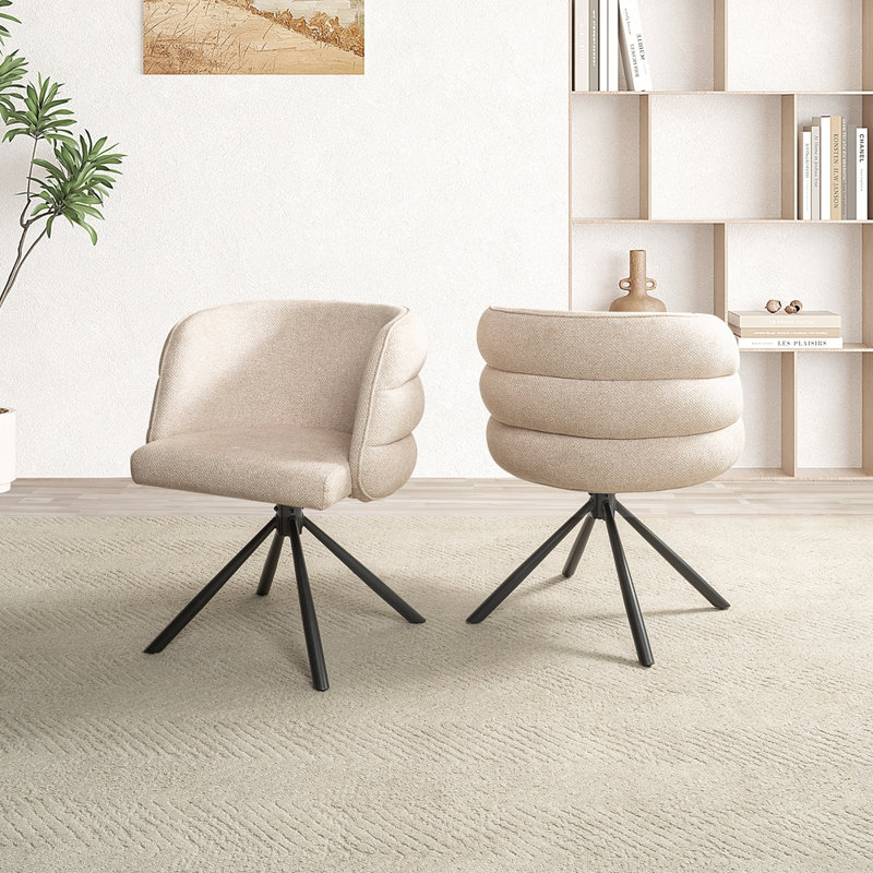 Ensemble de 2 chaises de salle à manger rembourrées modernes, Beige