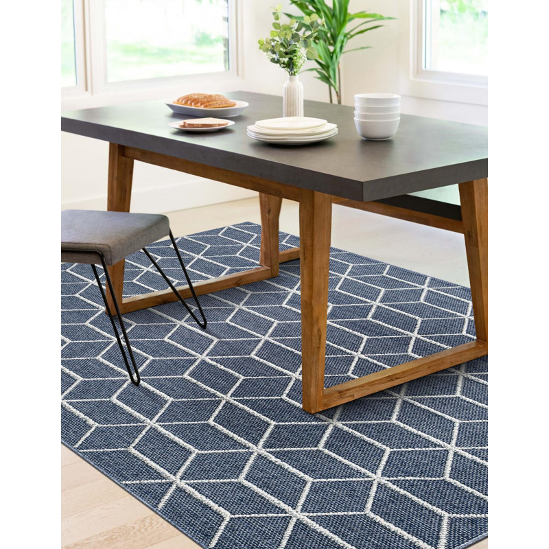 Tapis contemporain bleu Ohanlon, Rectangle 2 pi x 3 pi 1 po