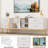 Fluted TV Stand up to 75", LED Lights, Glass Door & Drawers, Faux Marble Top, White-1615186205