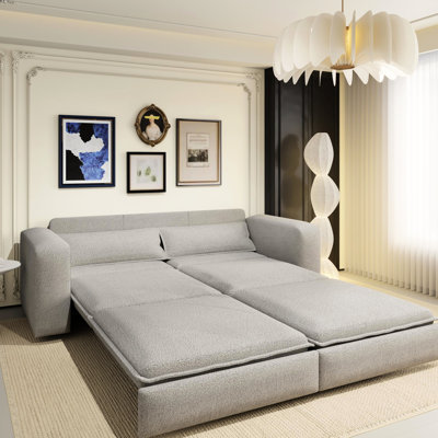 Grey 93" 3 Seat Pull Out Bed, In 1 Convertible, Comfortable Support, Wrinkle - Fabric, Wide , Easy To Clean Maintain