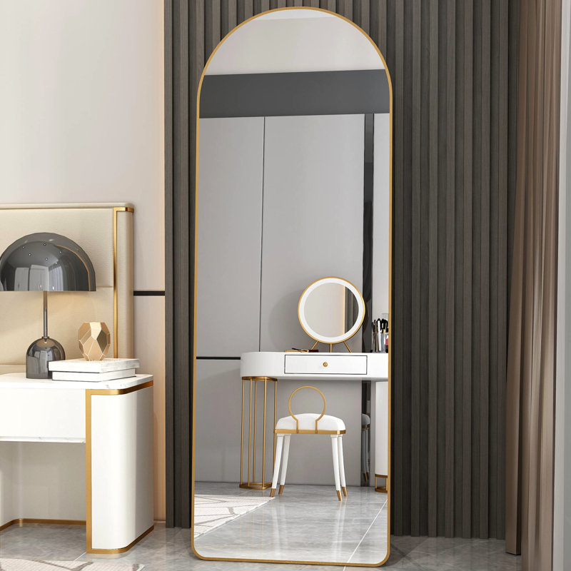 4Th Generation Full Length Wall Mirror With Gold Frame, 64.9 Inches High And 23.2 Wide, Suitable For Porch Dressing Room Metal