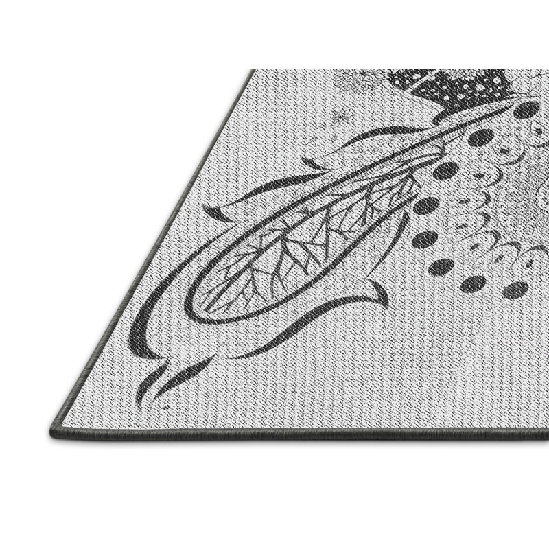 Tapis blanc/noir à motifs, Rectangle 4 pi x 6 pi