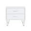 Table de chevet en métal 2 pieds avec aspect blanc - Table de chambre à coucher rectangulaire 2 tiroirs avec pieds