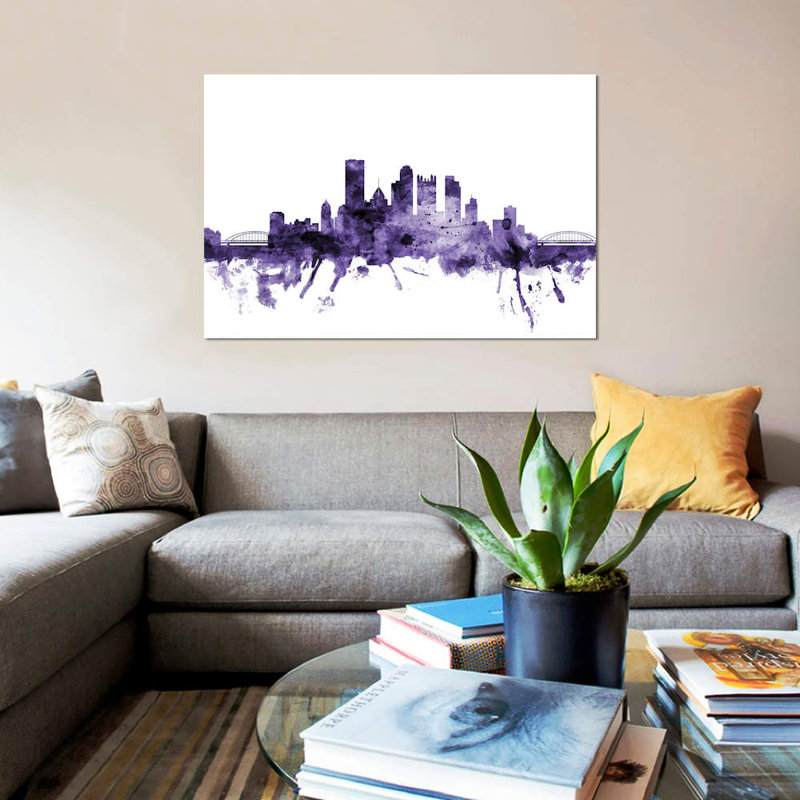 « pittsburgh, pennsylvanie horizon » par michael tompsett, impression sur toile tendue, H 8 po x l 12 po x P 0,75 po