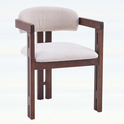 Chaise de salle à manger d'intérieur en bois à dossier rond, ensemble de 2, avec coussin rembourré et structure en noyer durable pour plus de confort et de style
