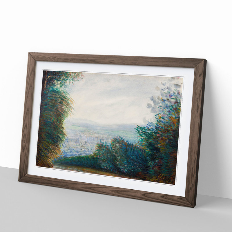 Auvers Valley on the Oise River by Pierre-Auguste Renoir - Picture Frame Painting, Walnut Framed, 36cm H x 48cm W x 2cm D