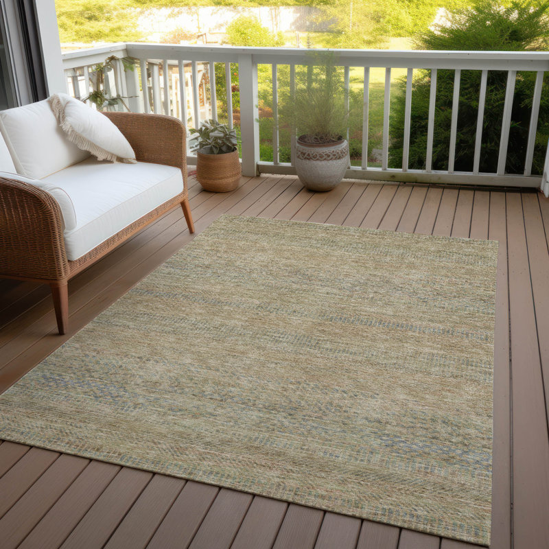 Tapis beige intérieur / extérieur lavable à la machine Claudian ACN1634, Rectangle 10 pi x 14 pi