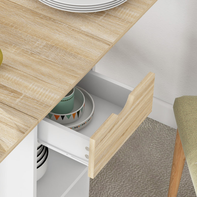 Airial Dining Table, Natural, White
