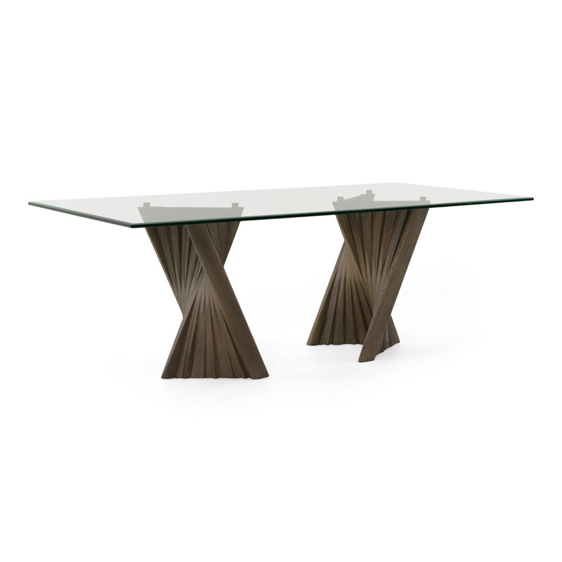 Avanicole Ash Glass Top Dining Table, Black Ash