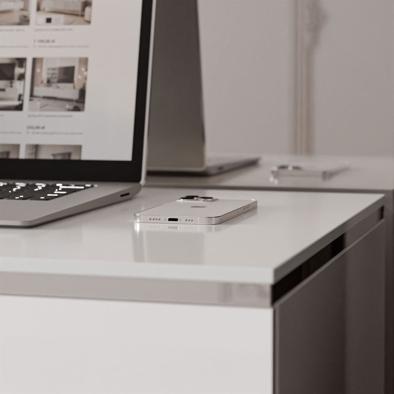 Desk AURORA with drawers, Silver