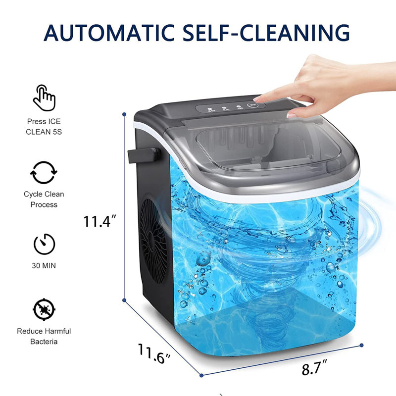 26 Lb.Daily Production Bullet Ice Countertop Ice Maker, Self-Cleaning Ice Makers, Black