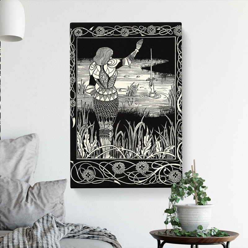 Excalibur In The Lake by Aubrey Beardsley - Wrapped Canvas Painting, 50cm H x 35cm W x 3cm D