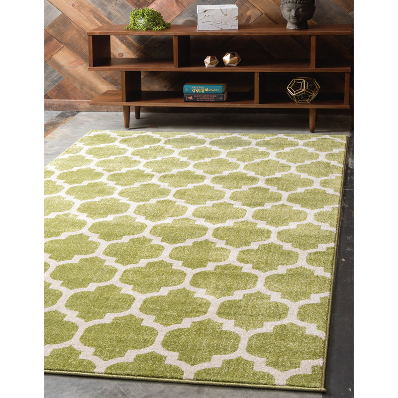 Tapis vert à motif géométrique Molly, Rectangle 5 pi 3 po x 8 pi