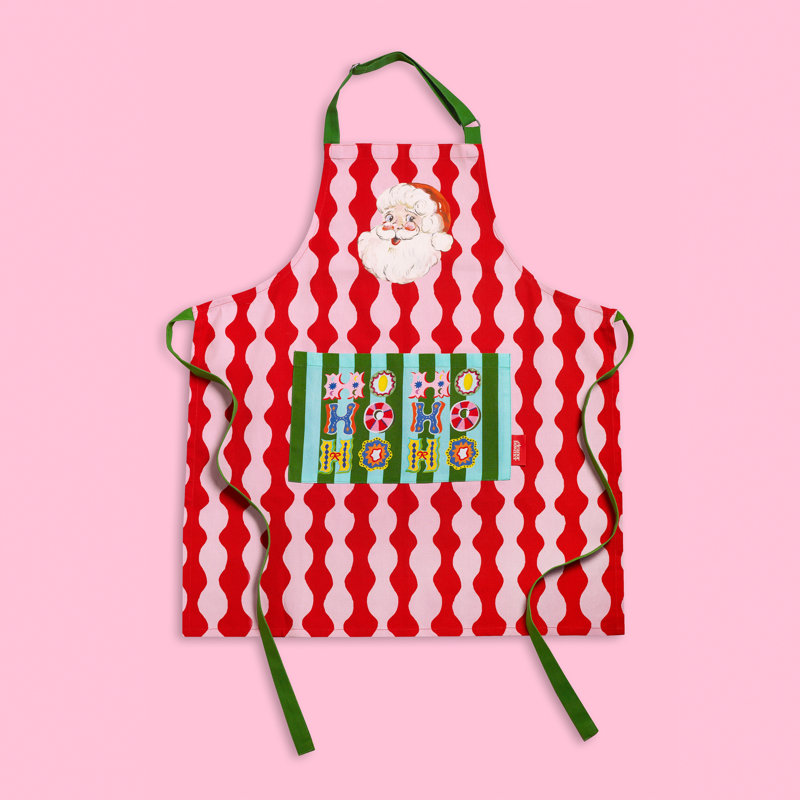 Santa Christmas Abstract Cotton Bib Apron