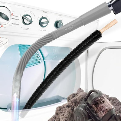 2 Pieces Dryer Lint Vacuum Attachment And Flexible Dryer Lint Brush，Dryer Vent Cleaner Kit,Grey