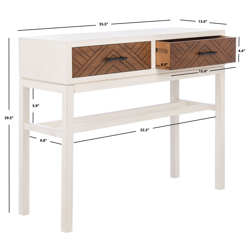 Alayssa 35.5'' Console Table, Distressed White