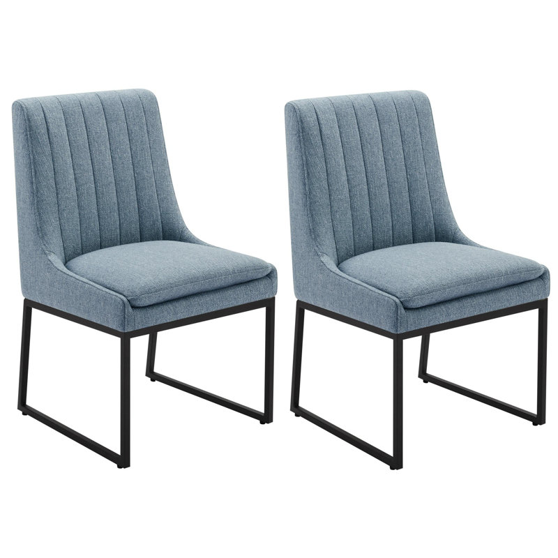 Chaise de salle à manger Welburn (ensemble de 2), Tweed Nathan Capri bleu 