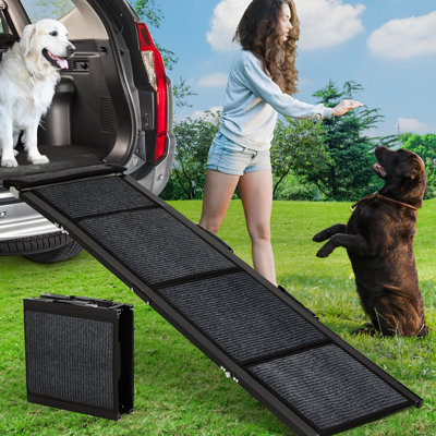 Upgraded Dog Ramp for Cars – 71 in Long & 20 in Wide Folding Pet Ramp for Large Dogs with Non-Slip Surface, Portable Dog Car Ramp for SUV Car & Truck, Outdoor Dog Ramp Up to 250 LBS