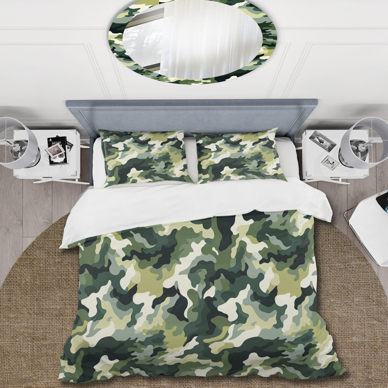 Literie Jungle Camouflage Adventures II, Housse de couette pour grand lit et 2 taies décor