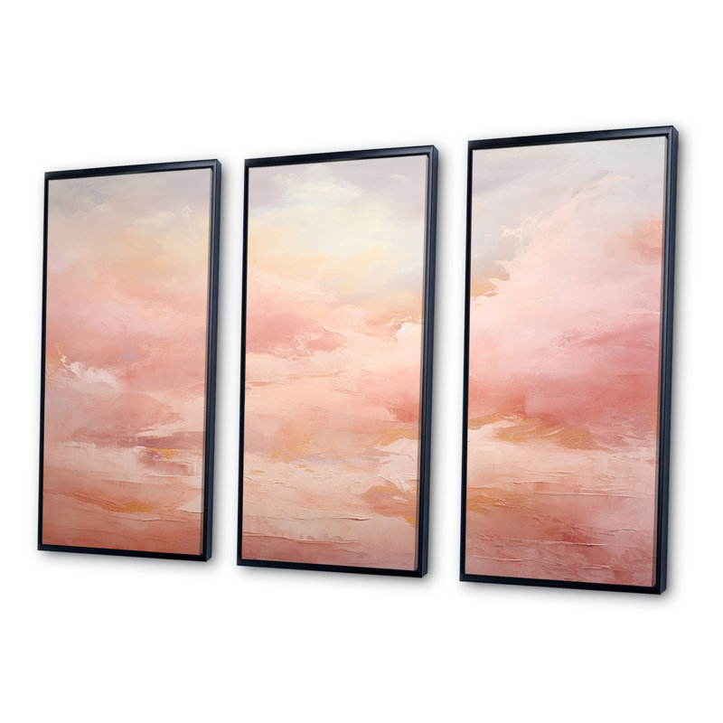 Ensemble de salon Palette Pink Cloud Horizon - Abstract Shapes, Cadre flottant noir, H 40 po x l 60 po x P 1 po