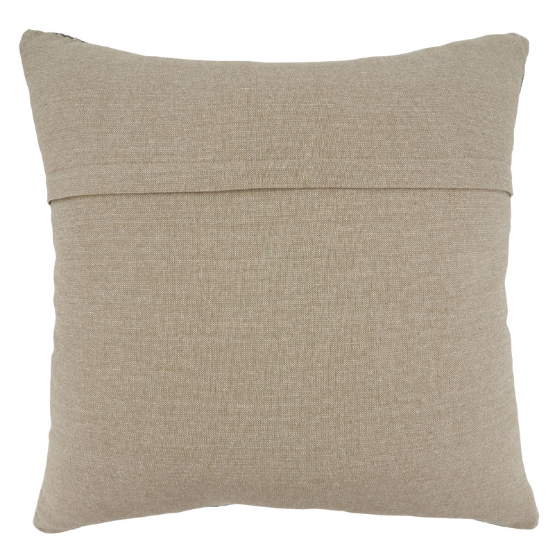 Blue Stripe Embroidered Cotton Pillow Cover, 20"