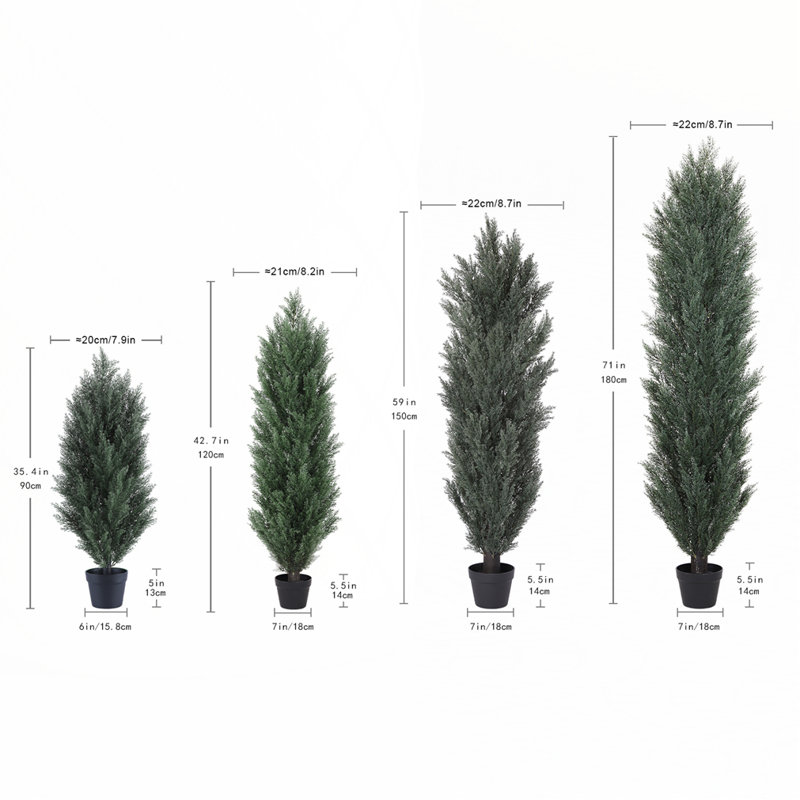 Ensemble de 2 plantes de 71 pouces de hauteur et de cyprès artificiels détachables, 71 po x 8,7 po