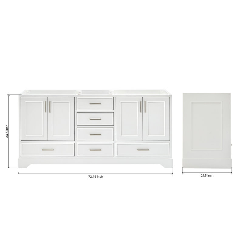 Stafford 72.75'' W Double Bathroom Vanity Base, White