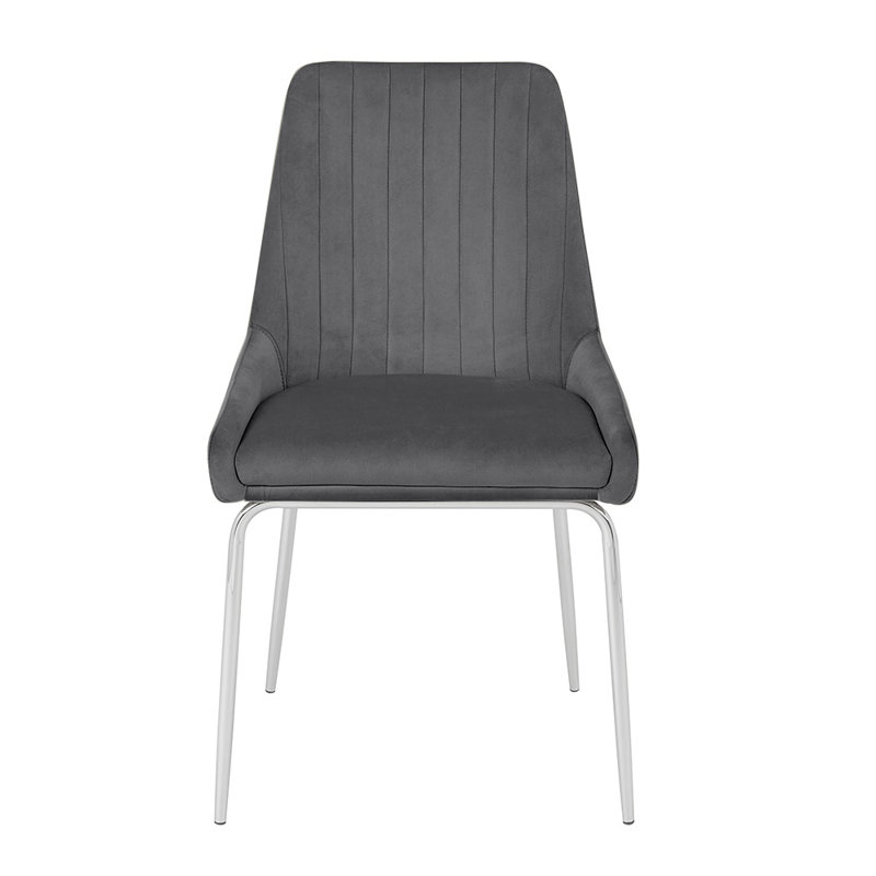 Chaise d'appoint rembourrée Postway, Gris foncé, Acier inoxydable