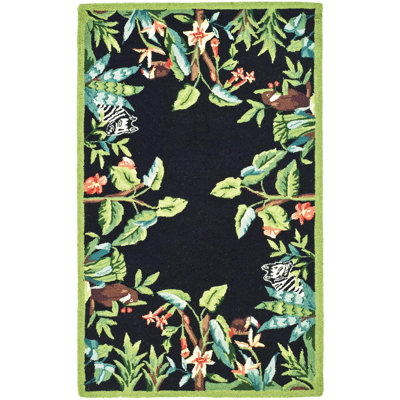 Hogle Hand Hooked Wool Floral Rug