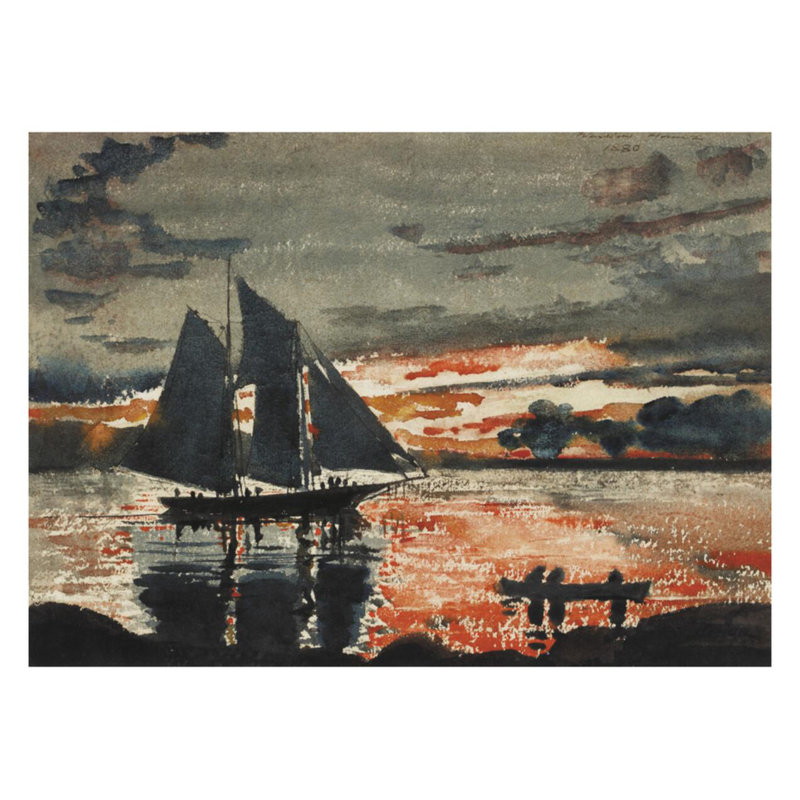 «Sunset Fires» par Winslow Homer - Estampe numérique, H 22 po x l 28 po
