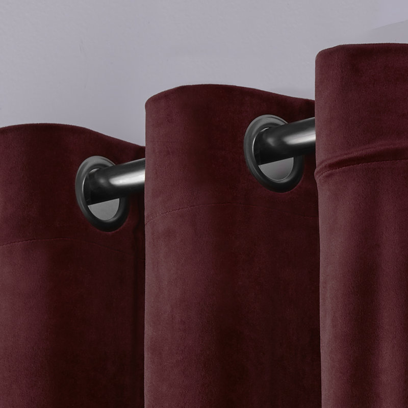 Cambra Velvet Semi-Sheer Grommet Curtain Panels, 54"W x 84"L, Burgundy